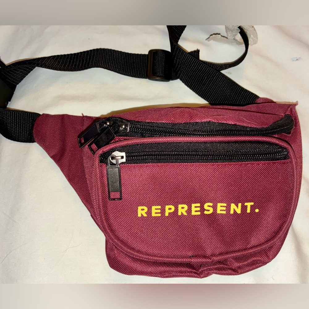 Represent Fanny Pack Belt Bag Waist Bag Adjustable With 3 Pockets Burgundy New